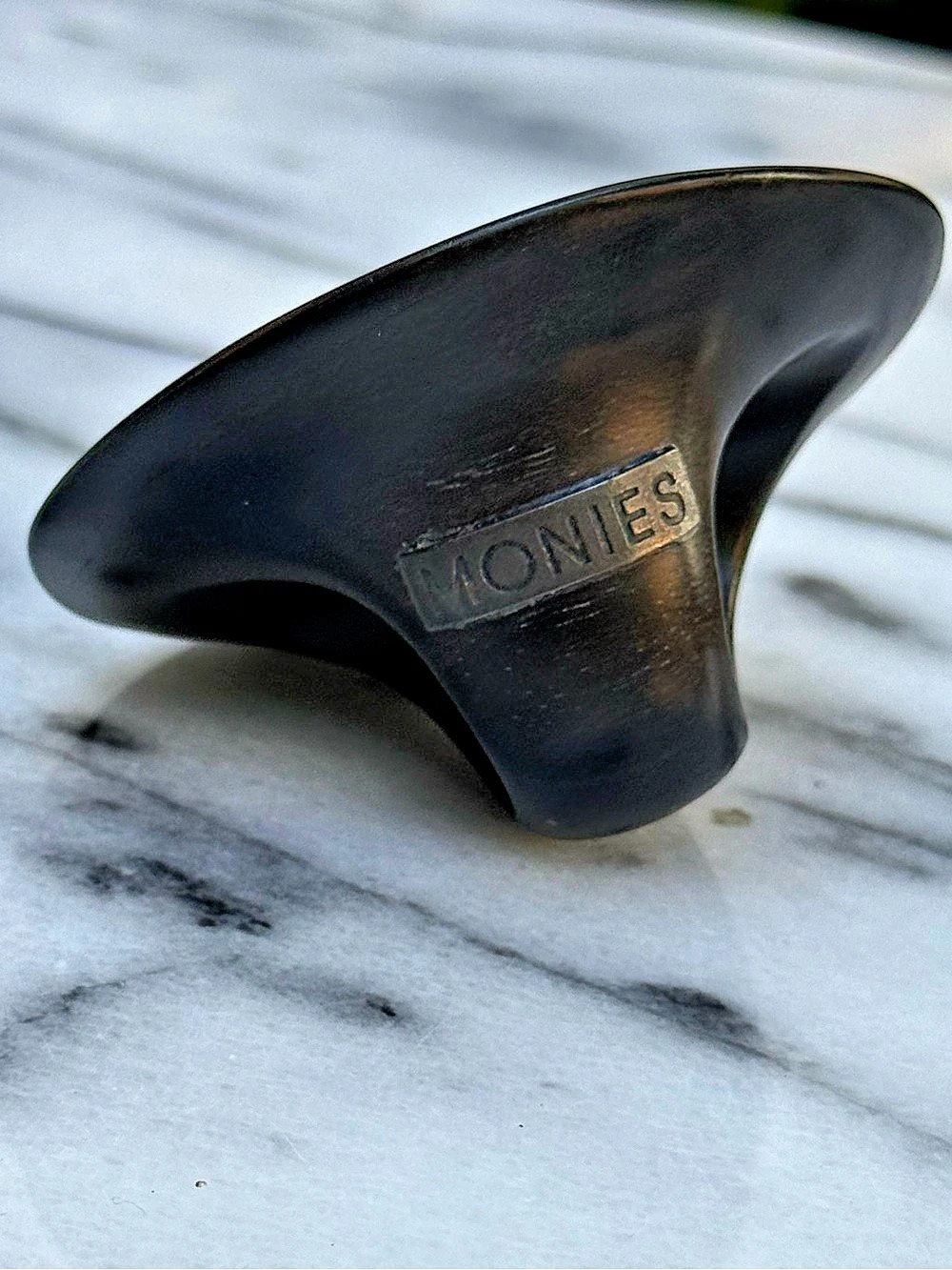 MONIES Round Espresso Brown Ebony Wood Statement Ring